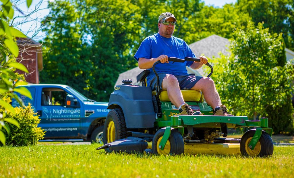 Man cutting grass